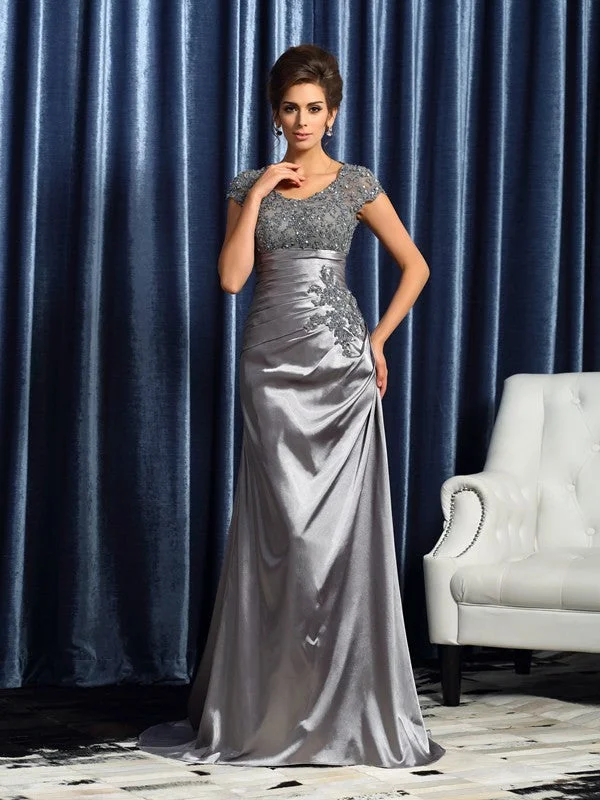 Trumpet/Mermaid Scoop Beading Short Sleeves Long Taffeta Mother of the Bride Dresses TPP0007101 Trumpet/Mermaid Scoop Beading Short Sleeves Long Taffeta Mother of the Bride Dresses TPP0007101