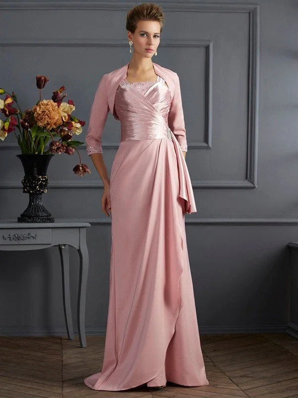 Sheath/Column Straps Sleeveless Long Elastic Woven Satin Mother of the Bride Dresses TPP0007364