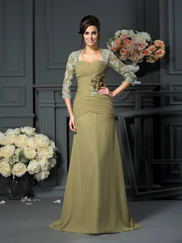 A-Line/Princess Sweetheart Hand-Made Flower 1/2 Sleeves Long Chiffon Mother of the Bride Dresses TPP0007064 A-Line/Princess Sweetheart Hand-Made Flower 1/2 Sleeves Long Chiffon Mother of the Bride Dresses TPP0007064