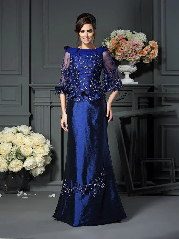 A-Line/Princess Scoop Beading 1/2 Sleeves Long Taffeta Mother of the Bride Dresses TPP0007165 A-Line/Princess Scoop Beading 1/2 Sleeves Long Taffeta Mother of the Bride Dresses TPP0007165