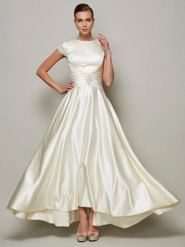 A-Line/Princess Scoop Short Sleeves Beading Long Satin Mother of the Bride Dresses TPP0007075 A-Line/Princess Scoop Short Sleeves Beading Long Satin Mother of the Bride Dresses TPP0007075