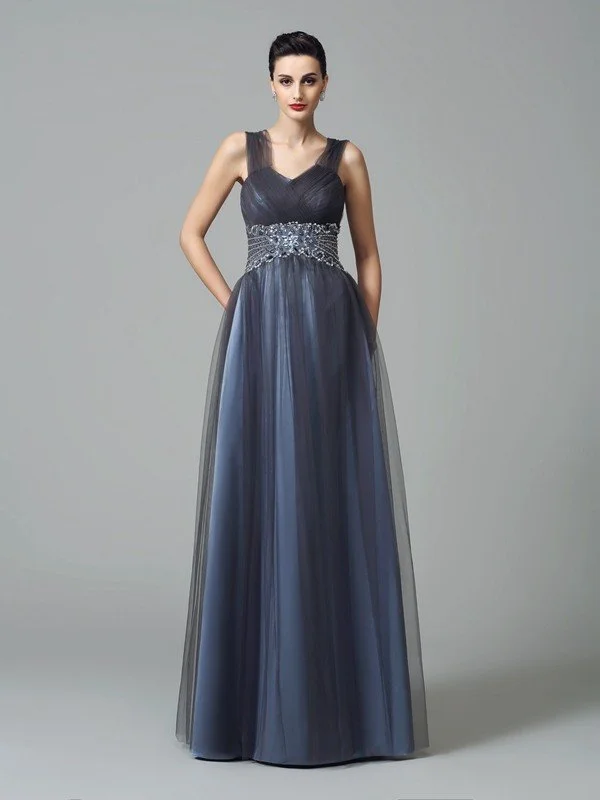 A-Line/Princess Straps Beading Sleeveless Long Net Mother of the Bride Dresses TPP0007330 A-Line/Princess Straps Beading Sleeveless Long Net Mother of the Bride Dresses TPP0007330