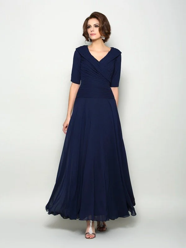 A-Line/Princess V-neck 1/2 Sleeves Long Chiffon Mother of the Bride Dresses TPP0007074 A-Line/Princess V-neck 1/2 Sleeves Long Chiffon Mother of the Bride Dresses TPP0007074