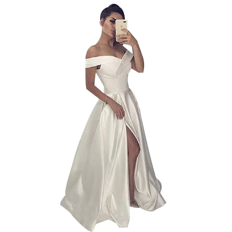 S4056F 2022 New High Quality Customized Plus Size Off Shoulder Bridesmaid Satin Party Graduation elegant Evening Dress S4056F 2022 New High Quality Customized Plus Size Off Shoulder Bridesmaid Satin Party Graduation elegant Evening Dress