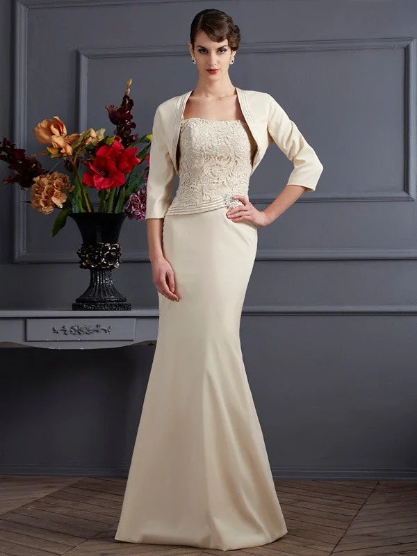 Sheath/Column Square Sleeveless Lace Long Elastic Woven Satin Mother of the Bride Dresses TPP0007319 Sheath/Column Square Sleeveless Lace Long Elastic Woven Satin Mother of the Bride Dresses TPP0007319