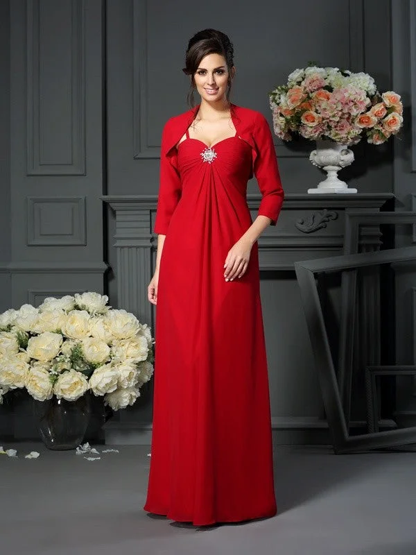 A-Line/Princess Spaghetti Straps Beading Sleeveless Long Chiffon Mother of the Bride Dresses TPP0007336