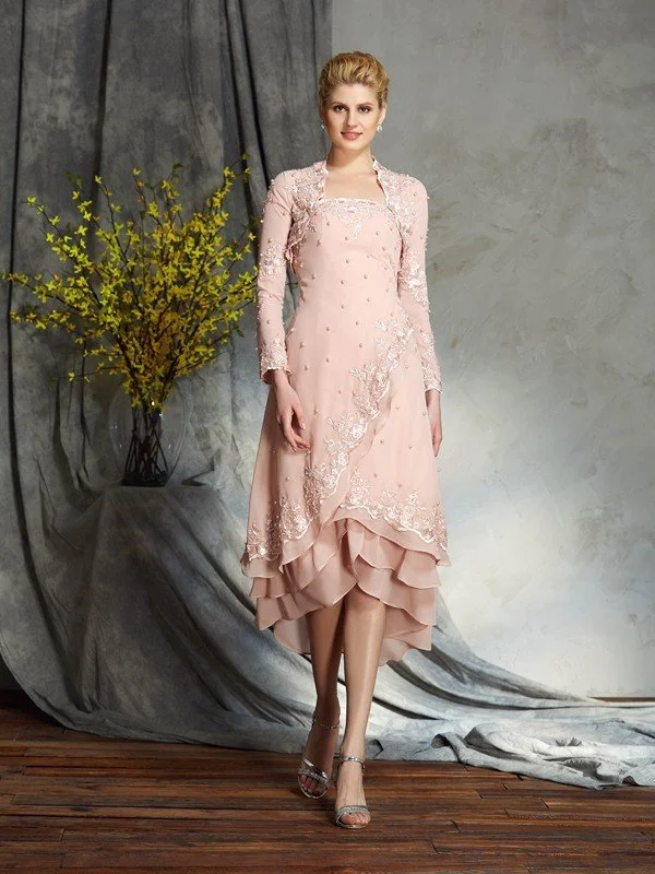 A-Line/Princess Strapless Applique Sleeveless Short Chiffon Mother of the Bride Dresses TPP0007203 A-Line/Princess Strapless Applique Sleeveless Short Chiffon Mother of the Bride Dresses TPP0007203