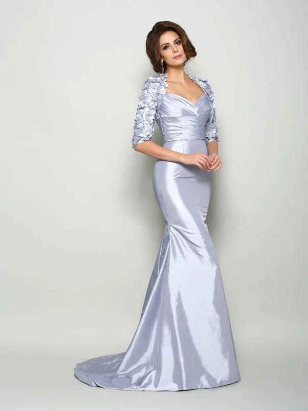Trumpet/Mermaid Sweetheart Applique 1/2 Sleeves Long Taffeta Mother of the Bride Dresses TPP0007042 Trumpet/Mermaid Sweetheart Applique 1/2 Sleeves Long Taffeta Mother of the Bride Dresses TPP0007042
