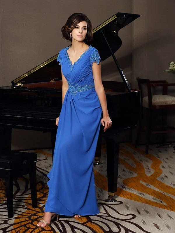 A-Line/Princess V-neck Beading Applique Short Sleeves Long Chiffon Mother of the Bride Dresses TPP0007196 A-Line/Princess V-neck Beading Applique Short Sleeves Long Chiffon Mother of the Bride Dresses TPP0007196