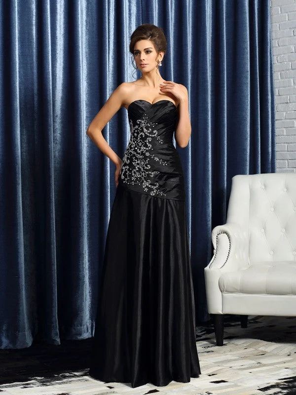A-Line/Princess Sweetheart Beading Sleeveless Long Satin Mother of the Bride Dresses TPP0007373