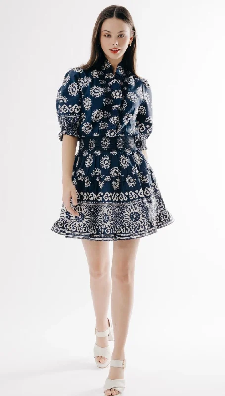 Navy Tenille Print Dress