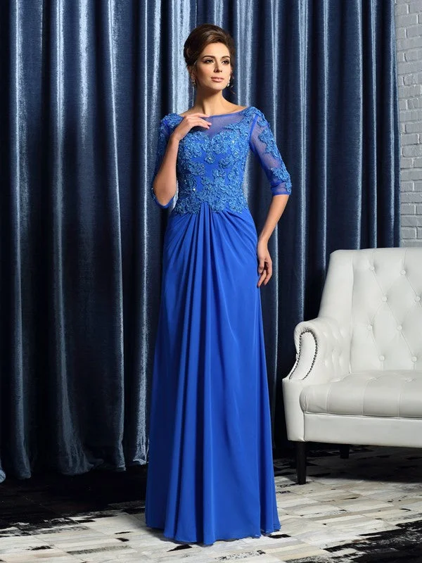 A-Line/Princess Bateau Beading 1/2 Sleeves Long Chiffon Mother of the Bride Dresses TPP0007228 A-Line/Princess Bateau Beading 1/2 Sleeves Long Chiffon Mother of the Bride Dresses TPP0007228