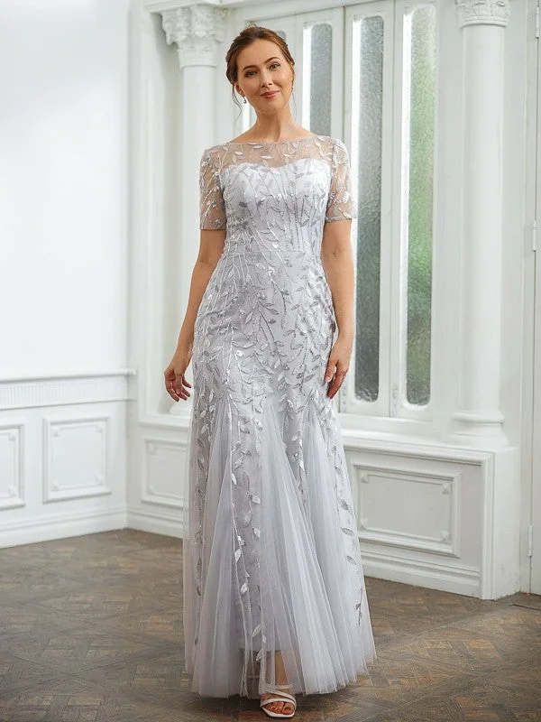 Zoe A-Line/Princess Tulle Ruched Bateau Short Sleeves Ankle-Length Mother of the Bride Dresses STIP0020261 Zoe A-Line/Princess Tulle Ruched Bateau Short Sleeves Ankle-Length Mother of the Bride Dresses STIP0020261