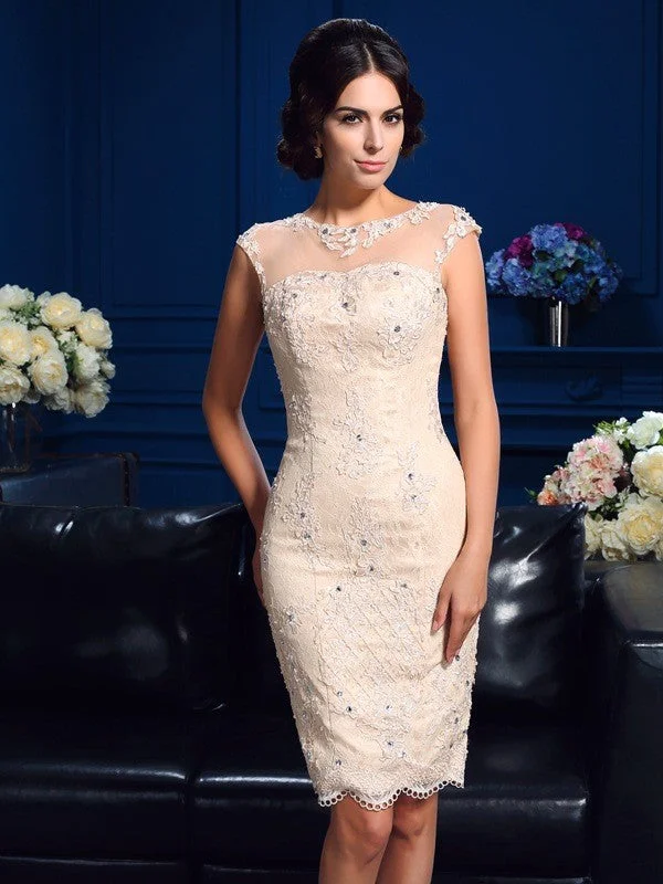 Sheath/Column Sheer Neck Lace Sleeveless Short Lace Mother of the Bride Dresses TPP0007055 Sheath/Column Sheer Neck Lace Sleeveless Short Lace Mother of the Bride Dresses TPP0007055