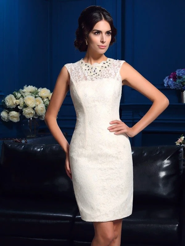 Sheath/Column Jewel Lace Sleeveless Short Lace Mother of the Bride Dresses TPP0007314 Sheath/Column Jewel Lace Sleeveless Short Lace Mother of the Bride Dresses TPP0007314