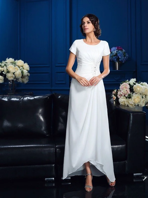 A-Line/Princess Scoop Short Sleeves High Low Chiffon Mother of the Bride Dresses TPP0007119 A-Line/Princess Scoop Short Sleeves High Low Chiffon Mother of the Bride Dresses TPP0007119