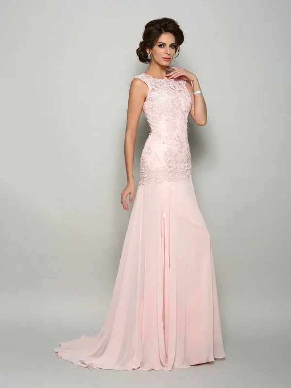 Trumpet/Mermaid Scoop Beading Sleeveless Long Chiffon Mother of the Bride Dresses TPP0007050 Trumpet/Mermaid Scoop Beading Sleeveless Long Chiffon Mother of the Bride Dresses TPP0007050