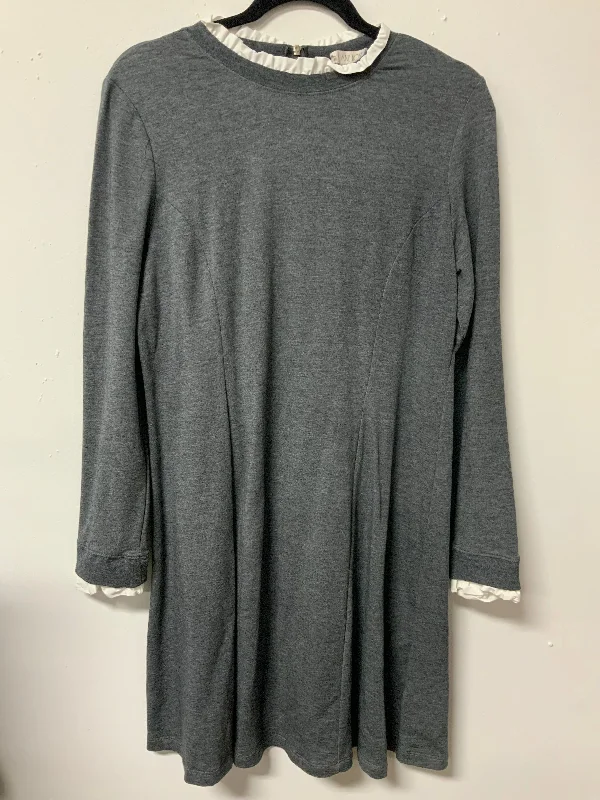 Elaine (L) grey, white ruffle dress NWT
