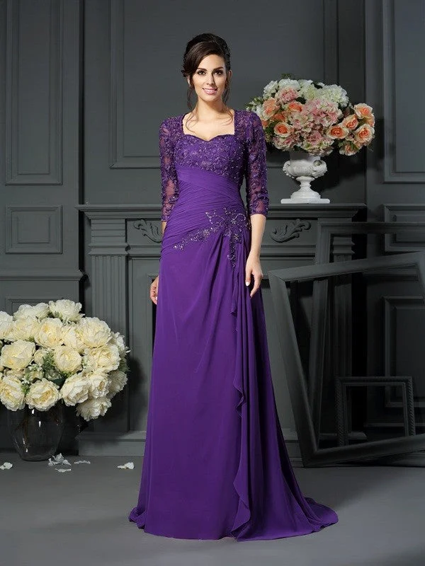 A-Line/Princess Sweetheart Applique 1/2 Sleeves Long Chiffon Mother of the Bride Dresses TPP0007133 A-Line/Princess Sweetheart Applique 1/2 Sleeves Long Chiffon Mother of the Bride Dresses TPP0007133