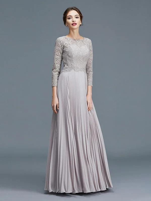 A-Line/Princess Scoop 3/4 Sleeves Lace Chiffon Floor-Length Mother of the Bride Dresses TPP0007177 A-Line/Princess Scoop 3/4 Sleeves Lace Chiffon Floor-Length Mother of the Bride Dresses TPP0007177