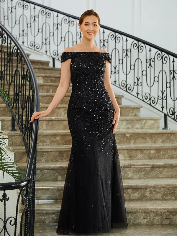 Zion Sheath/Column Tulle Beading Off-the-Shoulder Sleeveless Floor-Length Mother of the Bride Dresses STIP0020249 Zion Sheath/Column Tulle Beading Off-the-Shoulder Sleeveless Floor-Length Mother of the Bride Dresses STIP0020249