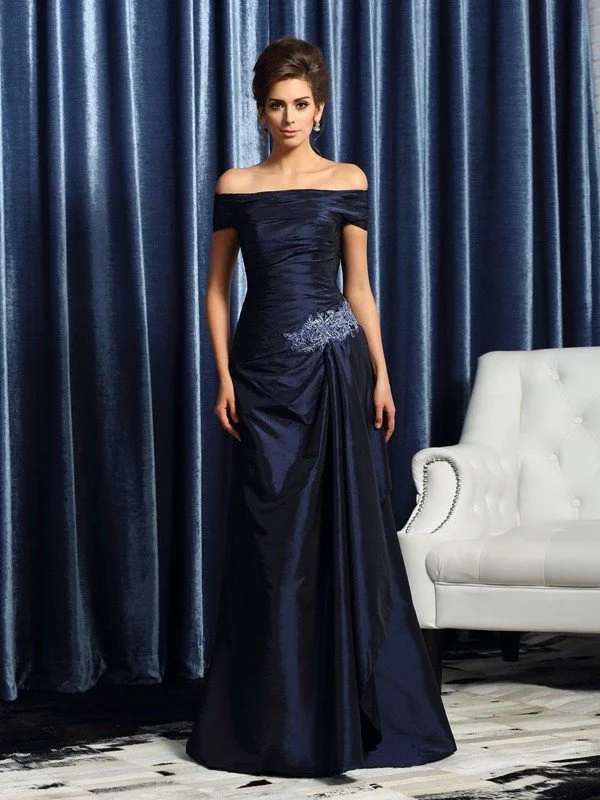 Trumpet/Mermaid Off-the-Shoulder Short Sleeves Long Taffeta Mother of the Bride Dresses TPP0007043 Trumpet/Mermaid Off-the-Shoulder Short Sleeves Long Taffeta Mother of the Bride Dresses TPP0007043
