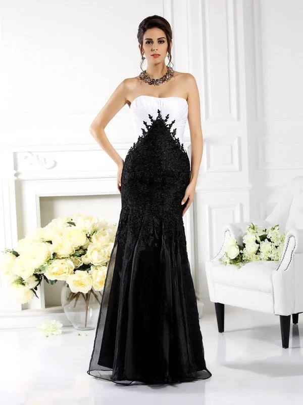 Trumpet/Mermaid Strapless Applique Sleeveless Long Tulle Mother of the Bride Dresses TPP0007161 Trumpet/Mermaid Strapless Applique Sleeveless Long Tulle Mother of the Bride Dresses TPP0007161