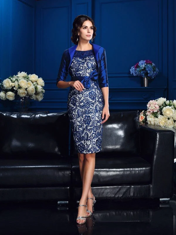 Sheath/Column Scoop Bowknot 1/2 Sleeves Short Taffeta Mother of the Bride Dresses TPP0007140 Sheath/Column Scoop Bowknot 1/2 Sleeves Short Taffeta Mother of the Bride Dresses TPP0007140