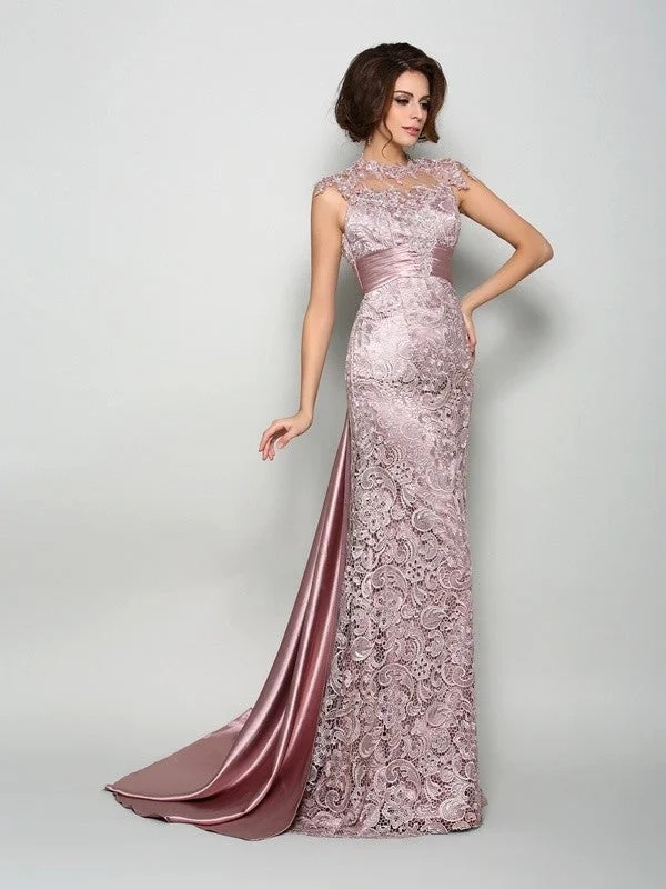 A-Line/Princess High Neck Sleeveless Long Elastic Woven Satin Mother of the Bride Dresses TPP0007071 A-Line/Princess High Neck Sleeveless Long Elastic Woven Satin Mother of the Bride Dresses TPP0007071