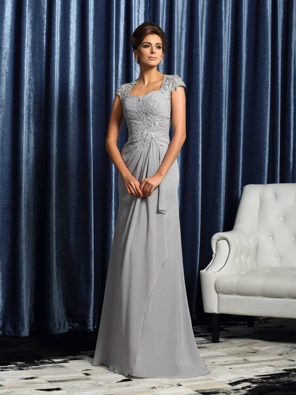 Sheath/Column Sweetheart Applique Short Sleeves Long Chiffon Mother of the Bride Dresses TPP0007130 Sheath/Column Sweetheart Applique Short Sleeves Long Chiffon Mother of the Bride Dresses TPP0007130