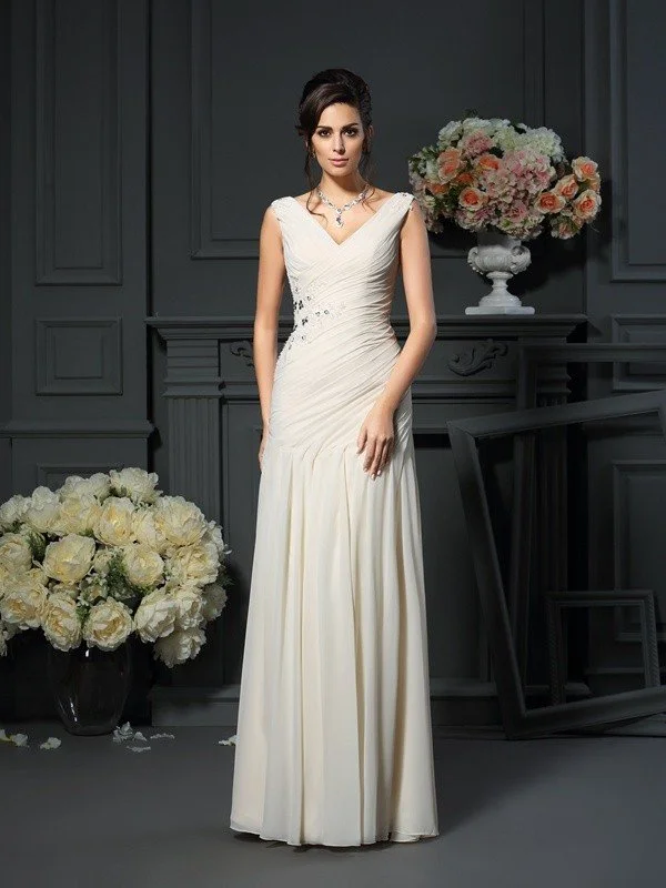 Sheath/Column V-neck Beading Sleeveless Long Chiffon Mother of the Bride Dresses TPP0007054 Sheath/Column V-neck Beading Sleeveless Long Chiffon Mother of the Bride Dresses TPP0007054