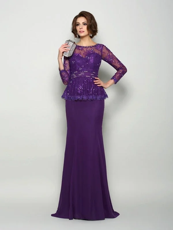Trumpet/Mermaid Scoop Beading Long Sleeves Long Chiffon Mother of the Bride Dresses TPP0007242 Trumpet/Mermaid Scoop Beading Long Sleeves Long Chiffon Mother of the Bride Dresses TPP0007242