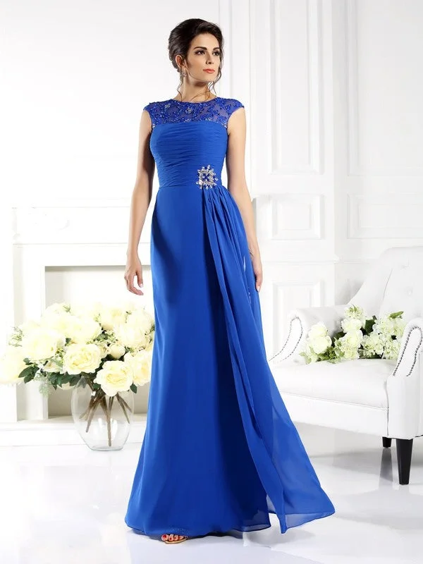 A-Line/Princess Bateau Applique Sleeveless Long Chiffon Mother of the Bride Dresses TPP0007099 A-Line/Princess Bateau Applique Sleeveless Long Chiffon Mother of the Bride Dresses TPP0007099