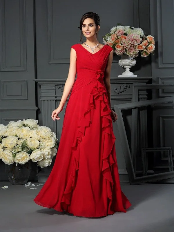 A-Line/Princess V-neck Hand-Made Flower Sleeveless Long Chiffon Mother of the Bride Dresses TPP0007227 A-Line/Princess V-neck Hand-Made Flower Sleeveless Long Chiffon Mother of the Bride Dresses TPP0007227
