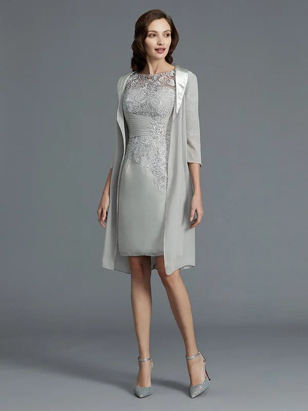 Sheath/Column Scoop 1/2 Sleeves Chiffon Short/Mini Mother of the Bride Dresses TPP0007163 Sheath/Column Scoop 1/2 Sleeves Chiffon Short/Mini Mother of the Bride Dresses TPP0007163