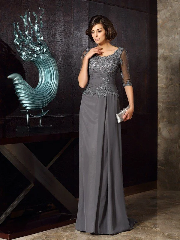 A-Line/Princess Scoop Beading 1/2 Sleeves Long Chiffon Mother of the Bride Dresses TPP0007084 A-Line/Princess Scoop Beading 1/2 Sleeves Long Chiffon Mother of the Bride Dresses TPP0007084