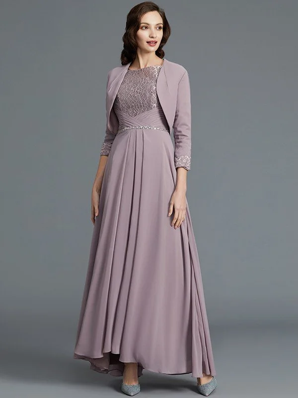 A-Line/Princess 1/2 Sleeves Scoop Asymmetrical Chiffon Mother of the Bride Dresses TPP0007047 A-Line/Princess 1/2 Sleeves Scoop Asymmetrical Chiffon Mother of the Bride Dresses TPP0007047