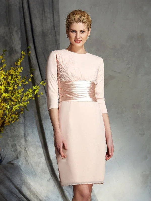 Sheath/Column Scoop 3/4 Sleeves Short Chiffon Mother of the Bride Dresses TPP0007289 Sheath/Column Scoop 3/4 Sleeves Short Chiffon Mother of the Bride Dresses TPP0007289
