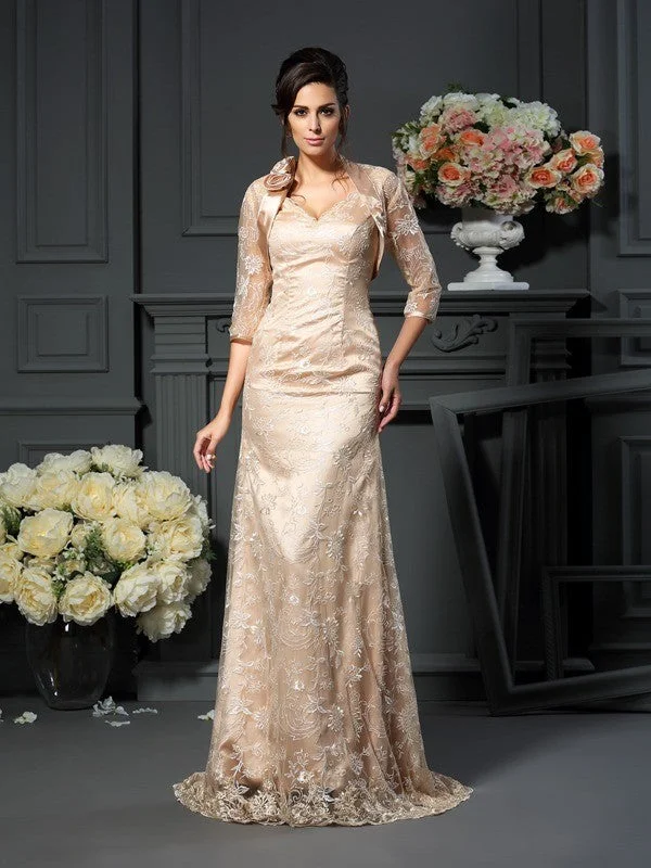 A-Line/Princess V-neck Lace Sleeveless Long Elastic Woven Satin Mother of the Bride Dresses TPP0007061 A-Line/Princess V-neck Lace Sleeveless Long Elastic Woven Satin Mother of the Bride Dresses TPP0007061