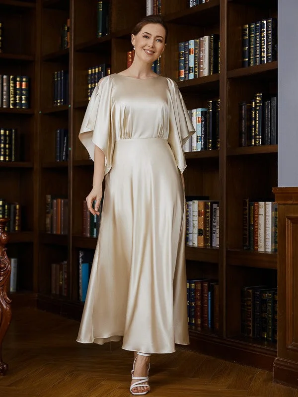 Macie A-Line/Princess Silk like Satin Ruched Scoop 1/2 Sleeves Ankle-Length Mother of the Bride Dresses STIP0020243 Macie A-Line/Princess Silk like Satin Ruched Scoop 1/2 Sleeves Ankle-Length Mother of the Bride Dresses STIP0020243