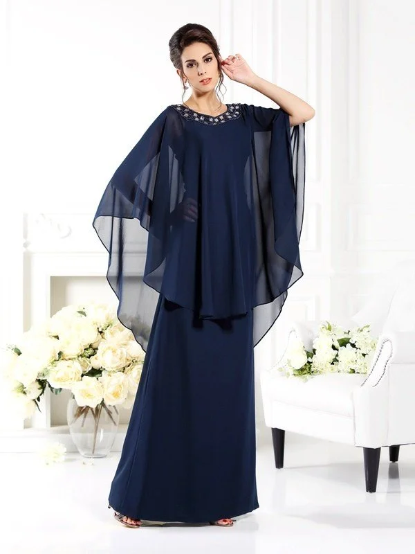 A-Line/Princess Scoop 3/4 Sleeves Long Chiffon Mother of the Bride Dresses TPP0007081 A-Line/Princess Scoop 3/4 Sleeves Long Chiffon Mother of the Bride Dresses TPP0007081