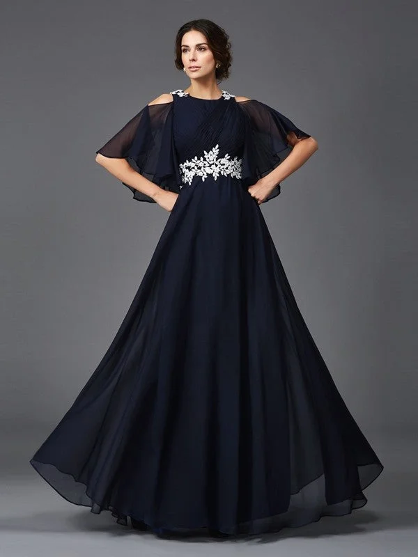 A-Line/Princess Straps Applique 1/2 Sleeves Long Chiffon Mother of the Bride Dresses TPP0007125 A-Line/Princess Straps Applique 1/2 Sleeves Long Chiffon Mother of the Bride Dresses TPP0007125