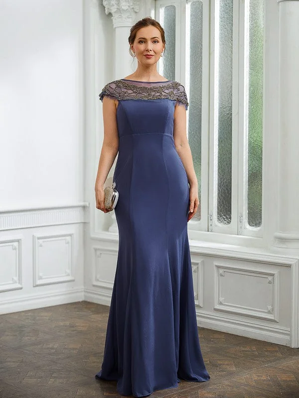 Rosalie Sheath/Column Chiffon Beading Bateau Short Sleeves Floor-Length Mother of the Bride Dresses STIP0020253 Rosalie Sheath/Column Chiffon Beading Bateau Short Sleeves Floor-Length Mother of the Bride Dresses STIP0020253