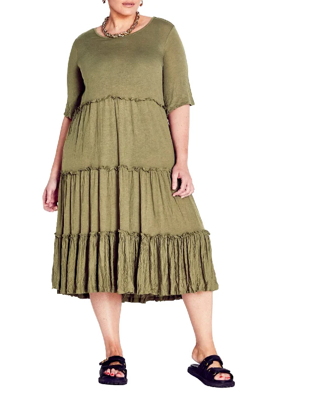 Midi Crush Dress | Olive
