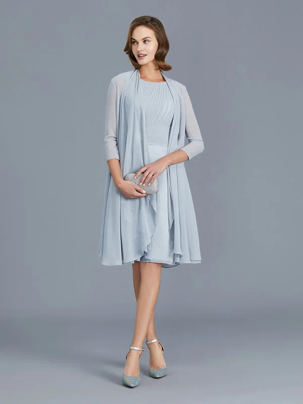 A-Line/Princess Scoop Ruffles Chiffon Knee-Length Sleeveless Mother of the Bride Dresses TPP0007224