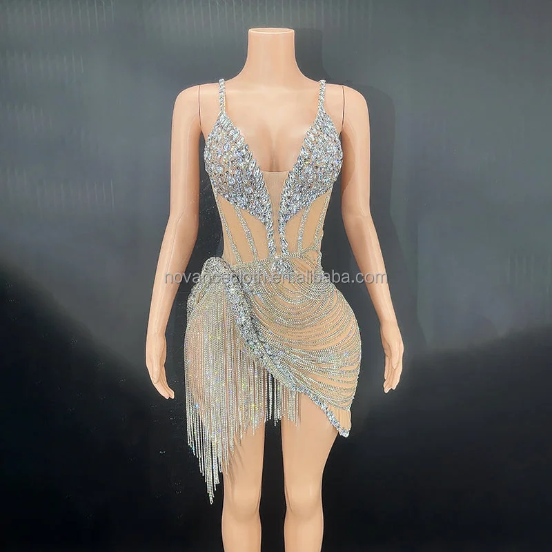 Novance Promotional Products Shinny Diamond V Neck Evening Gown Dress Elegent Plus Size Woman's Clothing Slim Sexy Club Dress Novance Promotional Products Shinny Diamond V Neck Evening Gown Dress Elegent Plus Size Woman's Clothing Slim Sexy Club Dress