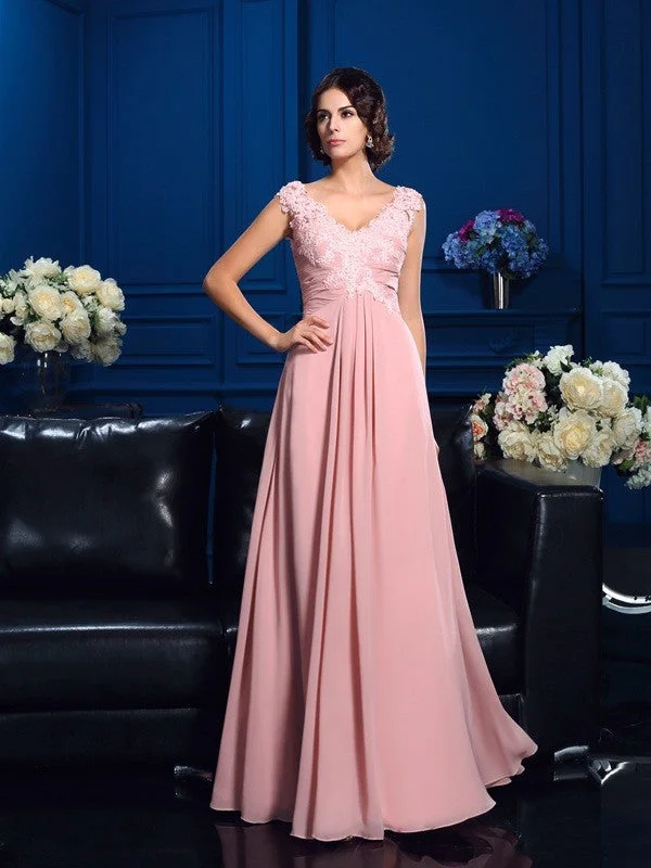 A-Line/Princess V-neck Applique Sleeveless Long Chiffon Mother of the Bride Dresses TPP0007183 A-Line/Princess V-neck Applique Sleeveless Long Chiffon Mother of the Bride Dresses TPP0007183