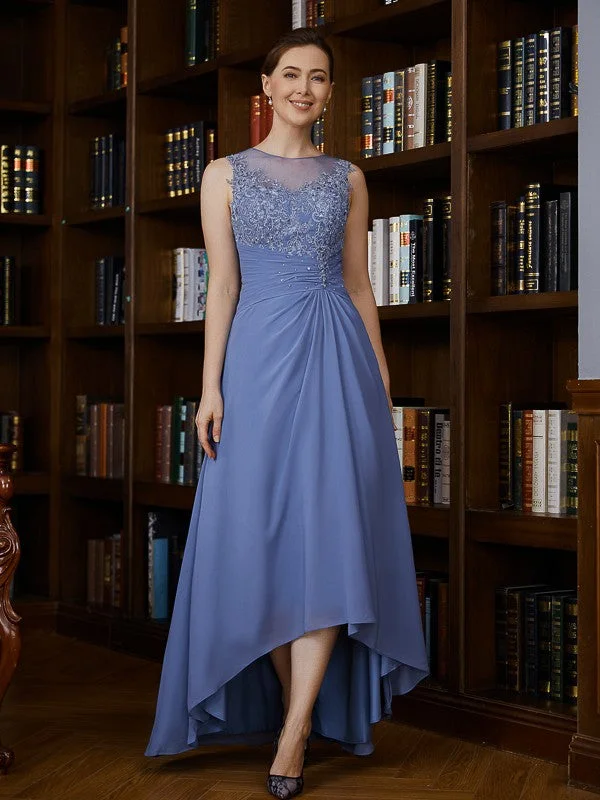 Adison A-Line/Princess Chiffon Applique Scoop Sleeveless Asymmetrical Mother of the Bride Dresses STIP0020257 Adison A-Line/Princess Chiffon Applique Scoop Sleeveless Asymmetrical Mother of the Bride Dresses STIP0020257