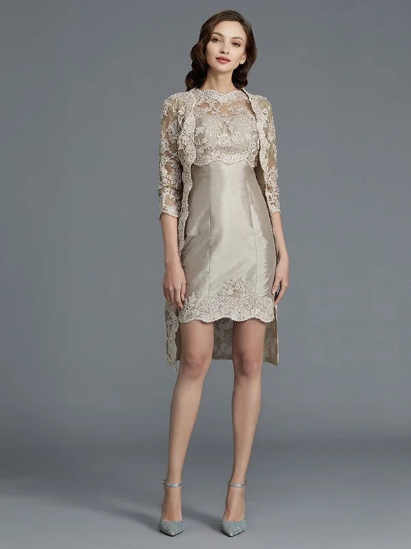 Sheath/Column Scoop Applique Sleeveless Taffeta Knee-Length Mother of the Bride Dresses TPP0007232 Sheath/Column Scoop Applique Sleeveless Taffeta Knee-Length Mother of the Bride Dresses TPP0007232