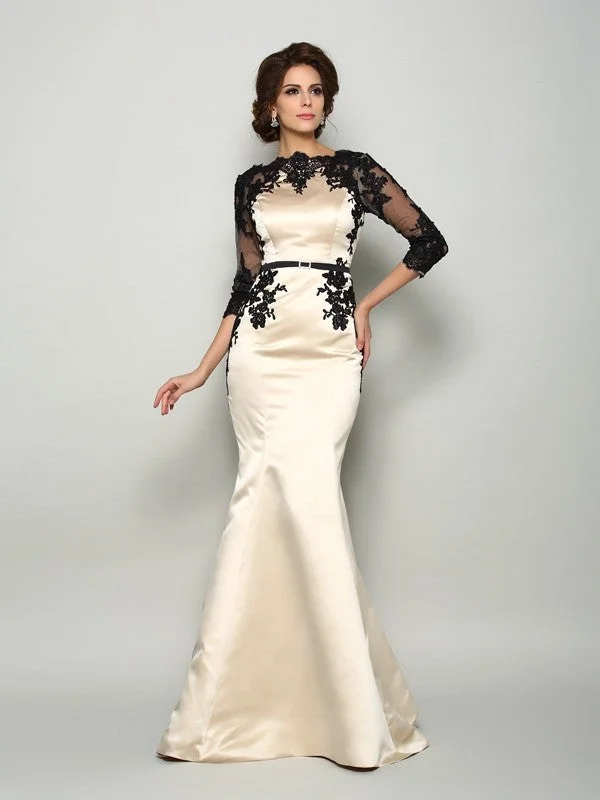 Trumpet/Mermaid Bateau Lace 1/2 Sleeves Long Satin Mother of the Bride Dresses TPP0007154 Trumpet/Mermaid Bateau Lace 1/2 Sleeves Long Satin Mother of the Bride Dresses TPP0007154